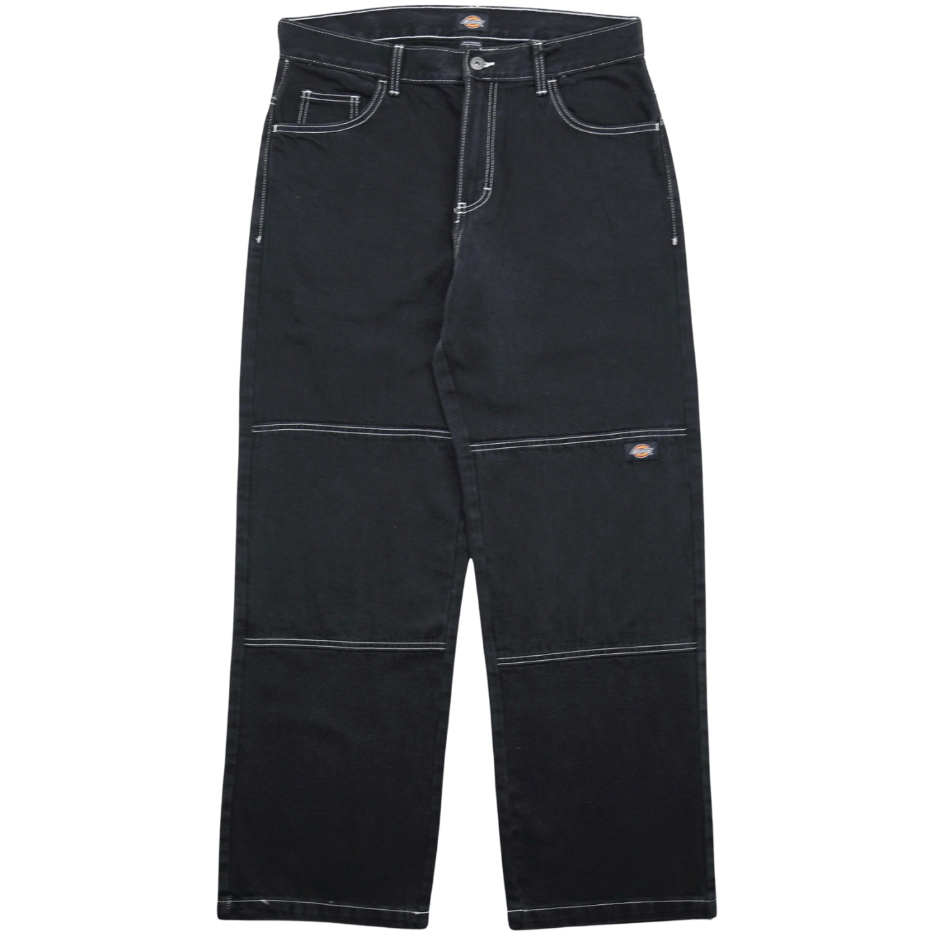 Double Knee Denim Pants in black