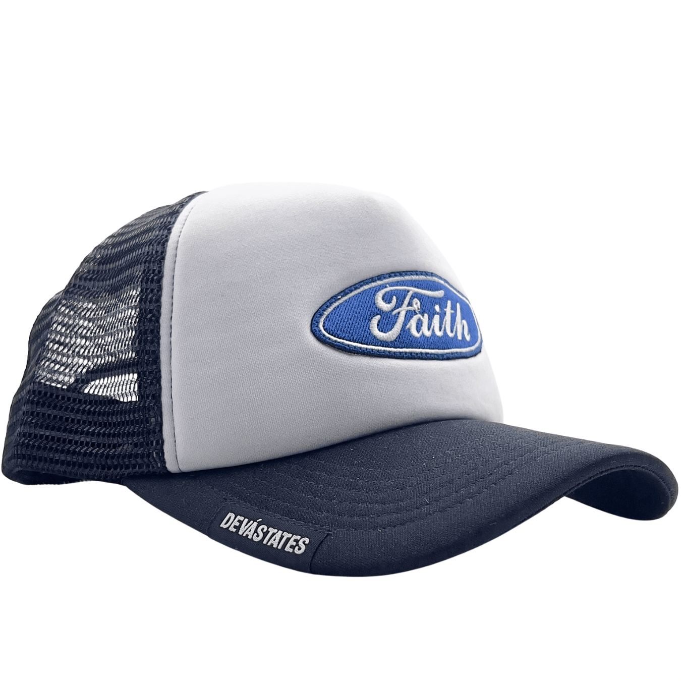 Faith Trucker Cap in black and white