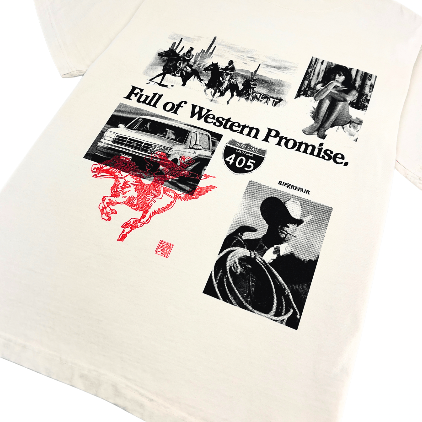 Full of Western Promise Tee in cream - Rip N Repair - State Of Flux