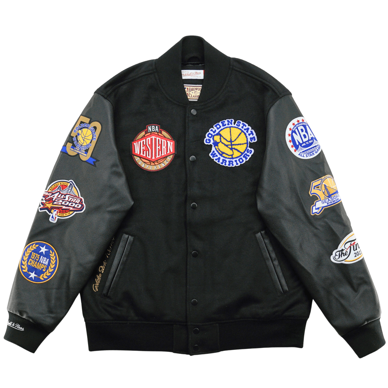 Golden State Warriors Black Out Collection Varsity Jacket in black