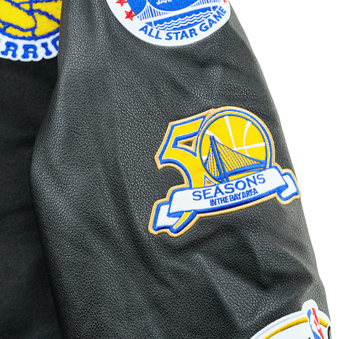 Golden State Warriors Black Out Collection Varsity Jacket in black - Mitchell & Ness - State Of Flux