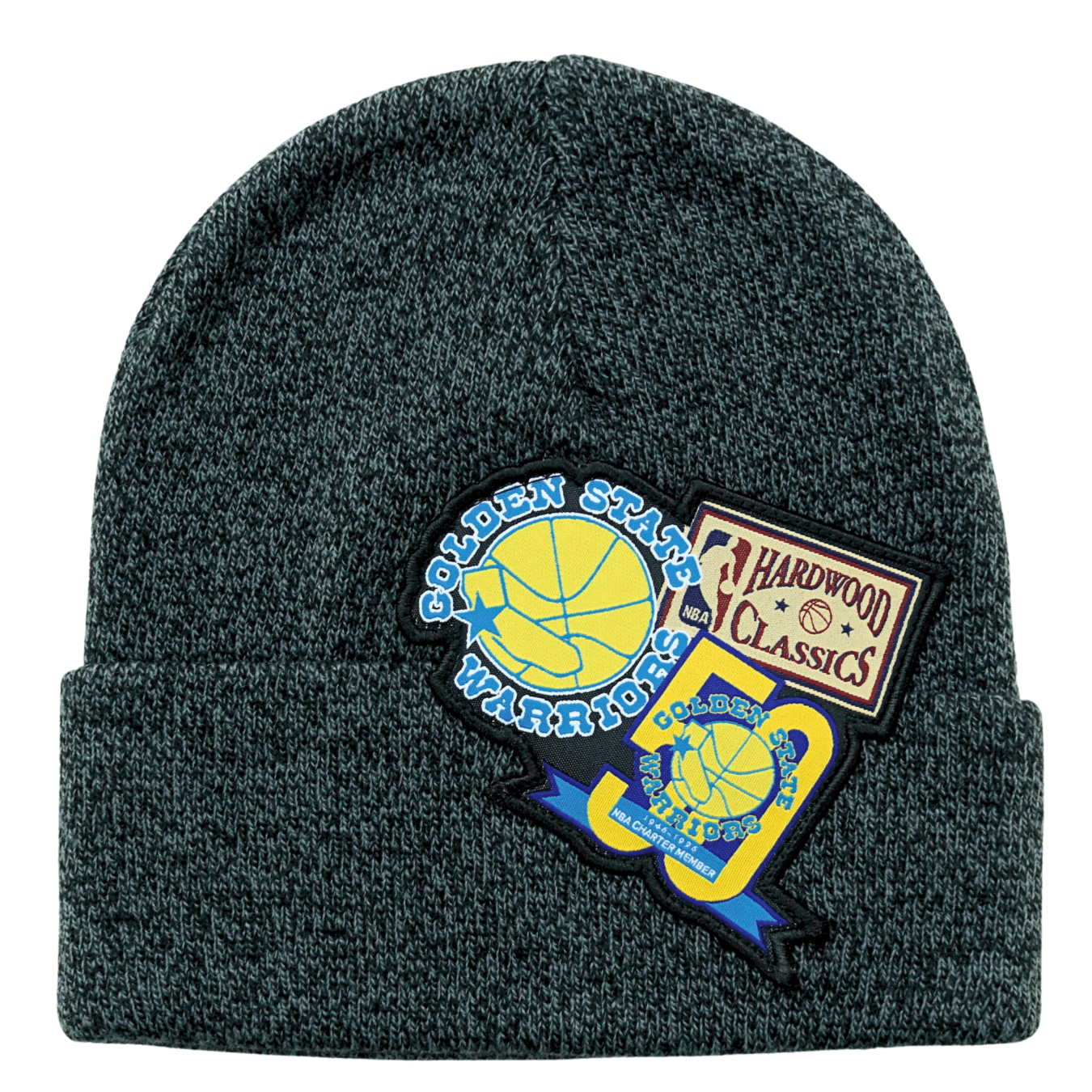 Golden State Warriors XL Logo Patch Knit Beanie in charcoal