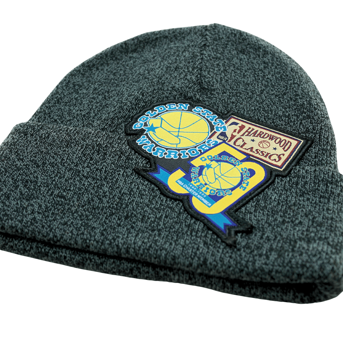 Golden State Warriors XL Logo Patch Knit Beanie in charcoal