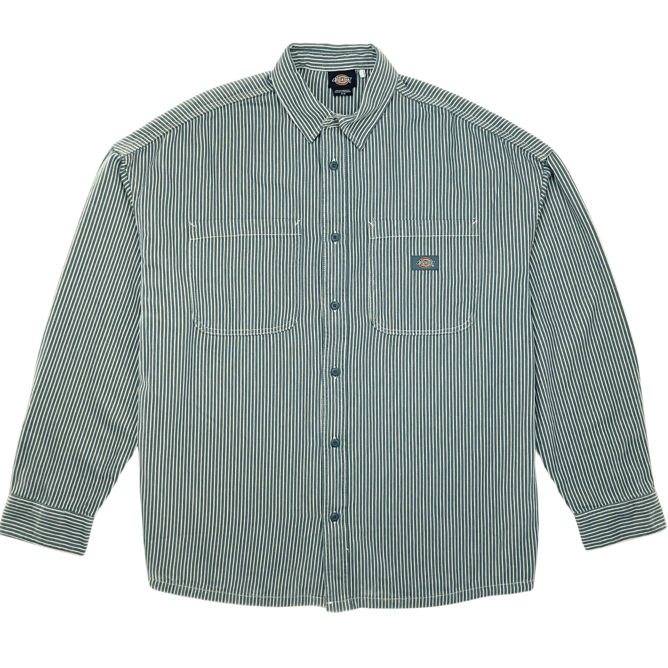 Hickory Stripe Button - Up Shirt in lincoln green - Dickies - State Of Flux