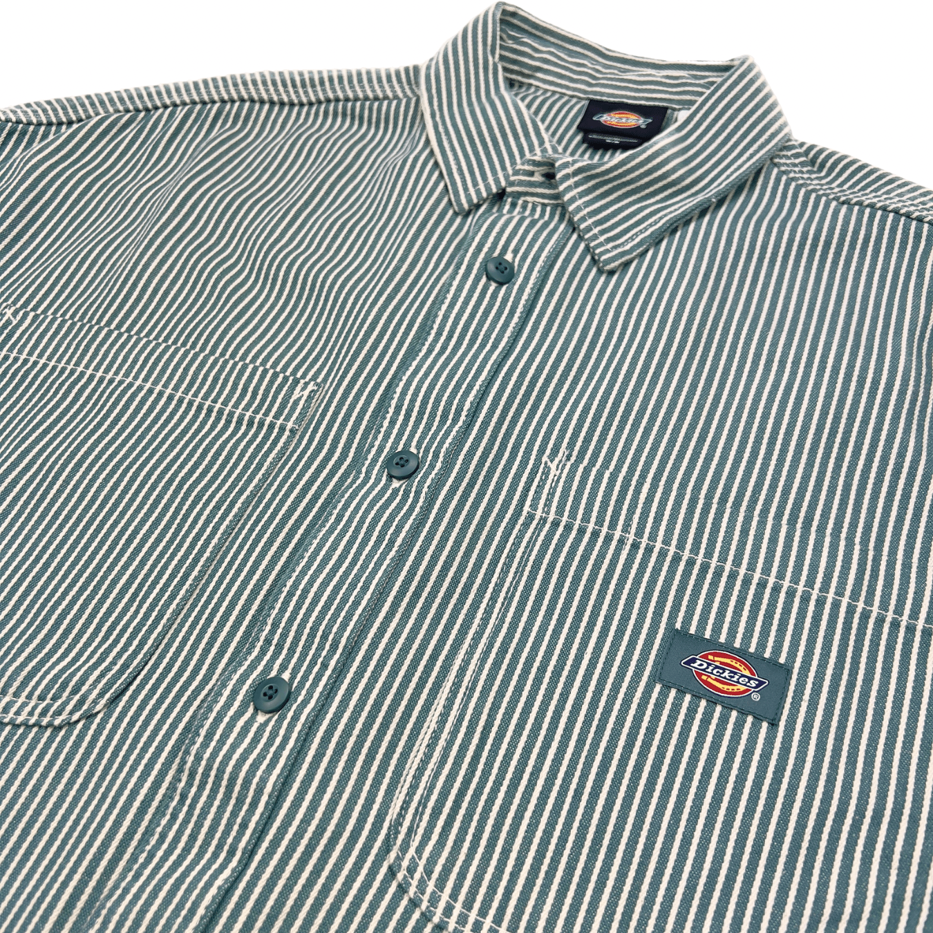 Hickory Stripe Button - Up Shirt in lincoln green - Dickies - State Of Flux