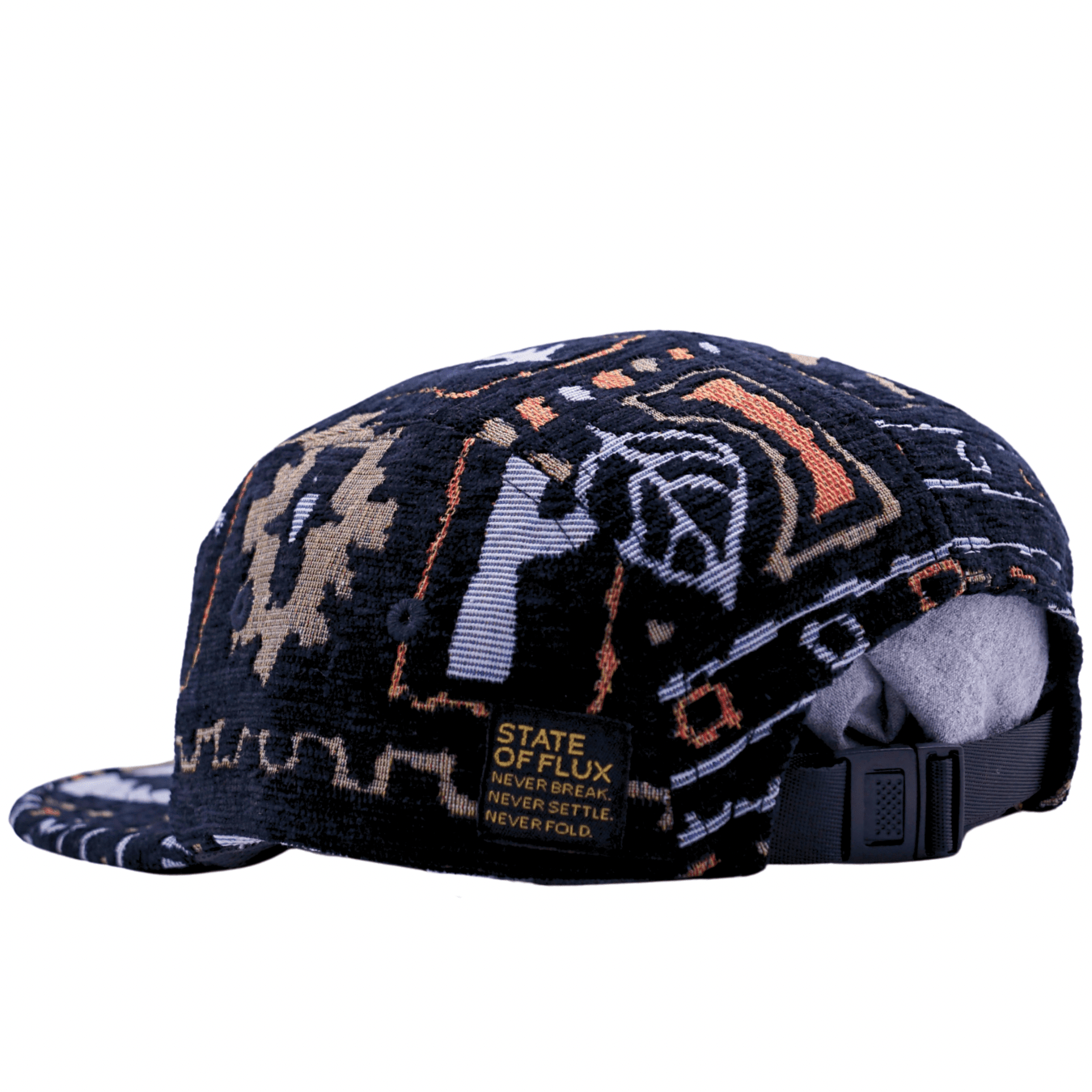 Let's Get Cozy 5 - Panel Hat in black and beige - State Of Flux - State Of Flux