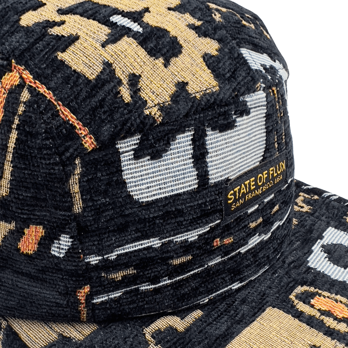 Let's Get Cozy 5 - Panel Hat in black and beige - State Of Flux - State Of Flux