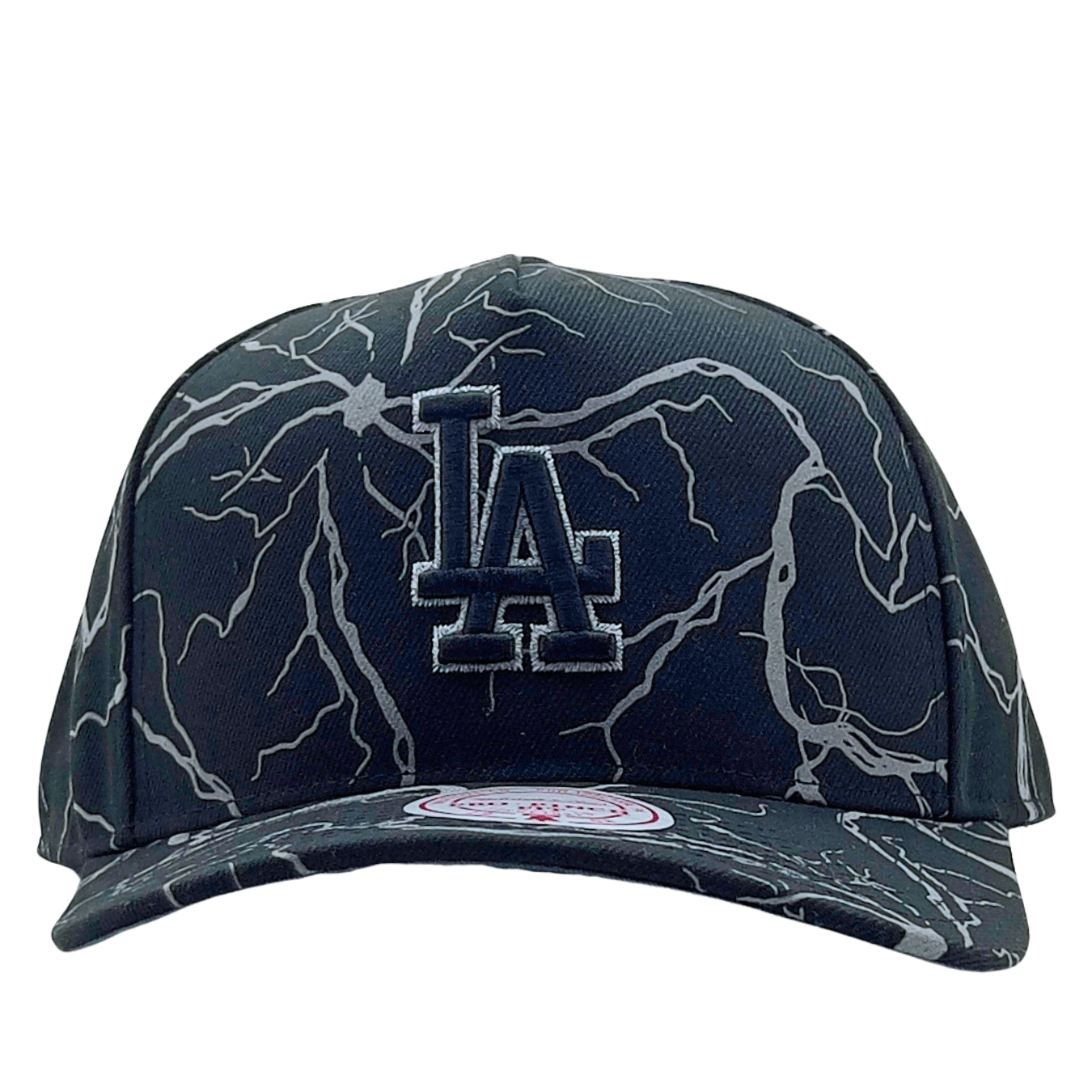 Los Angeles Dodgers Stormstrike Pro Snapback Hat in black and reflective grey