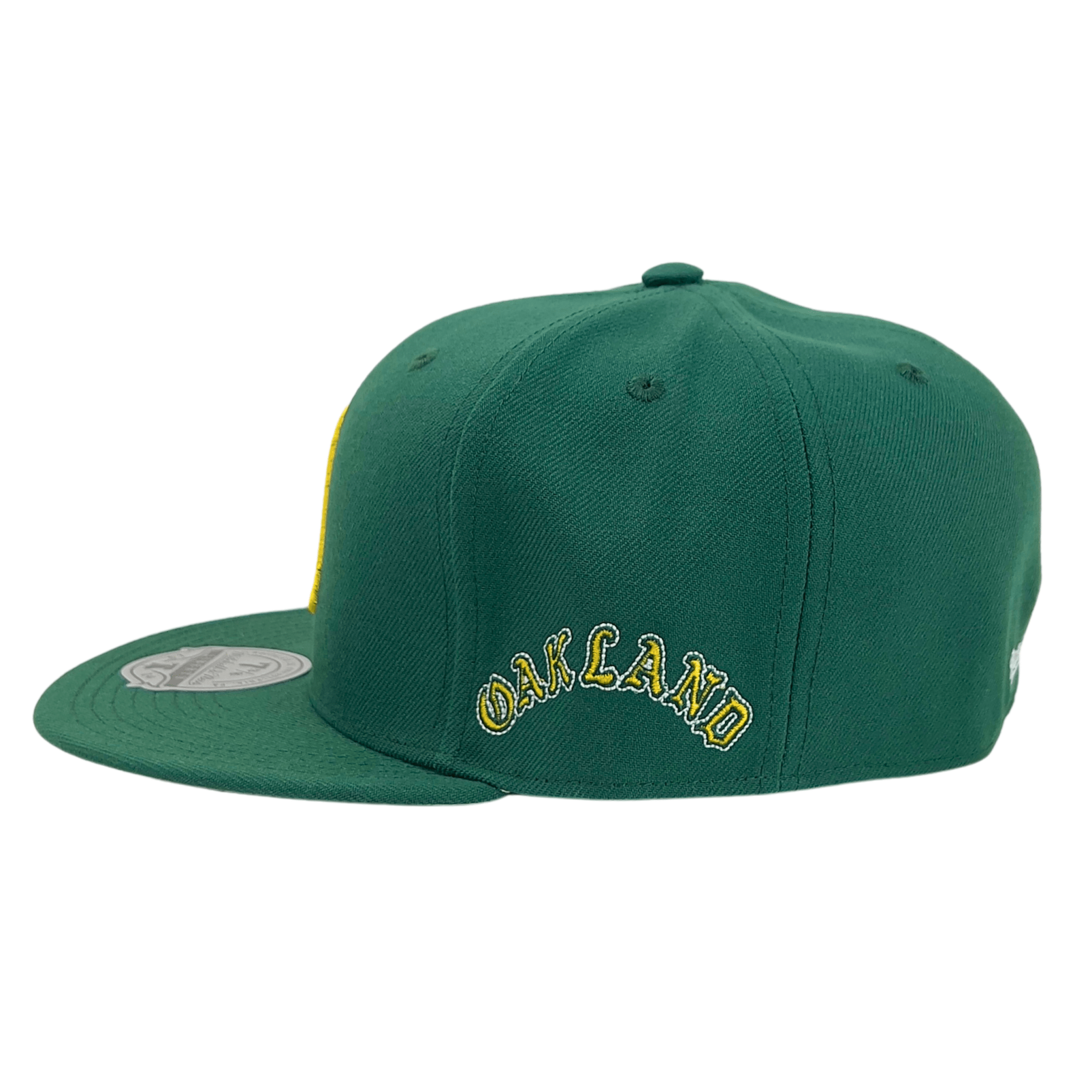 Oakland Athletics Bases Loaded Cooperstown Fitted Hat in green and yellow - Mitchell & Ness - State Of Flux