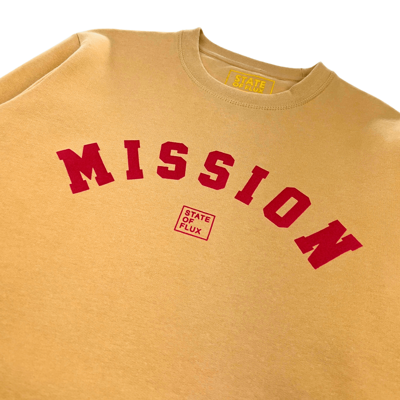 OG Mission Crewneck in marigold and scarlet