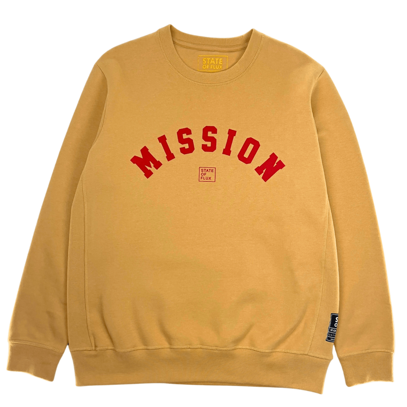 OG Mission Crewneck in marigold and scarlet