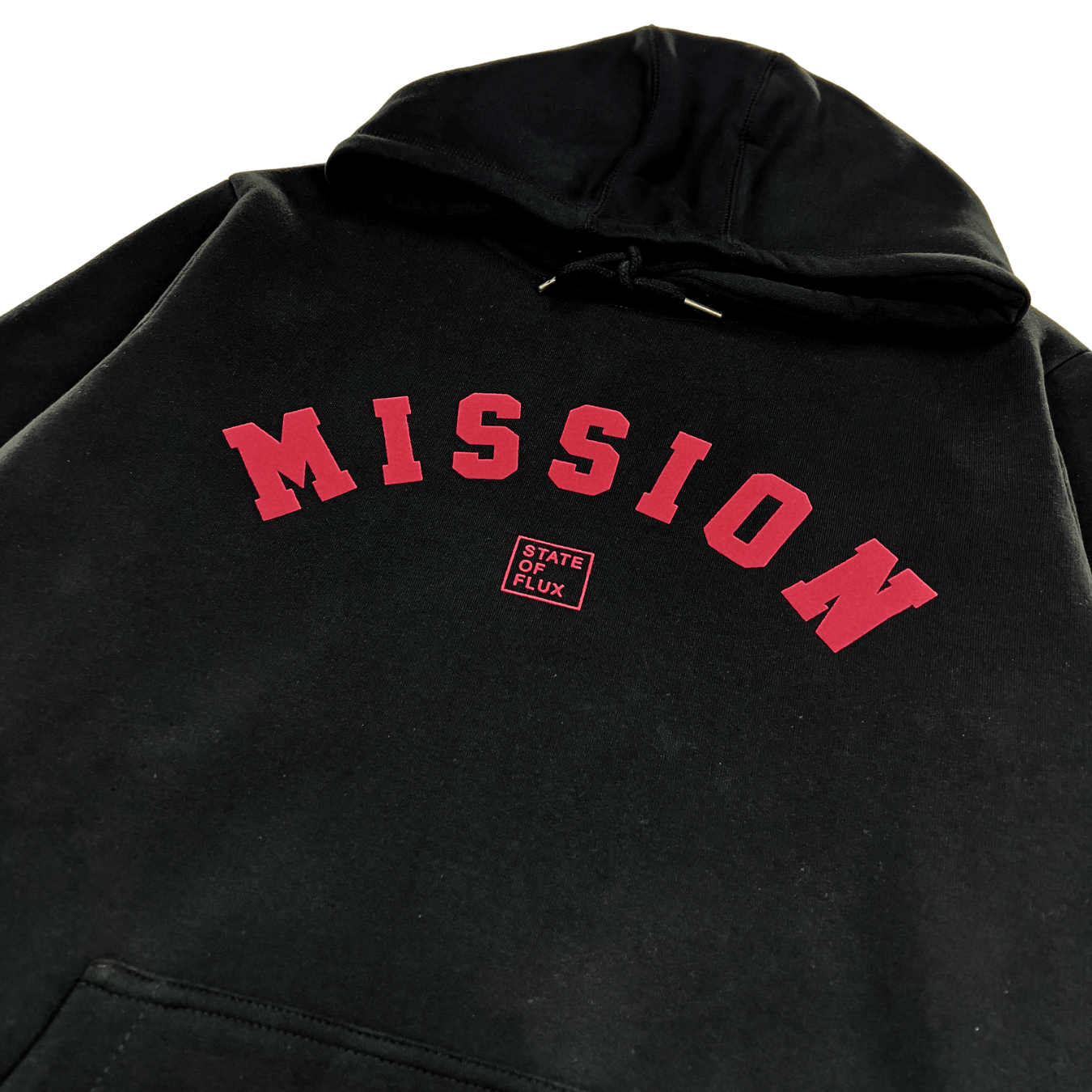 OG Mission Hoodie in black and scarlet