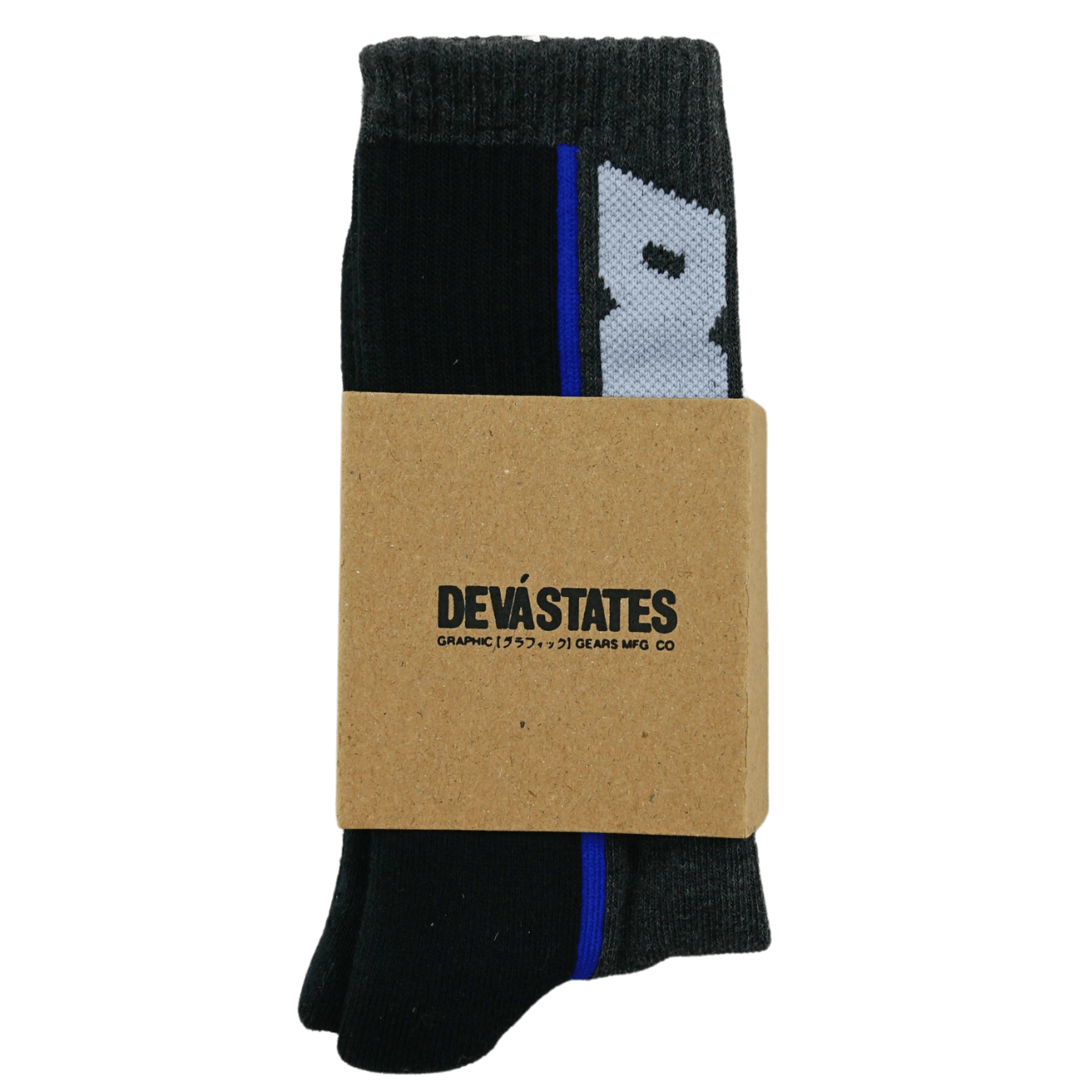 Panel Socks in black and blue - Devá States - State Of Flux