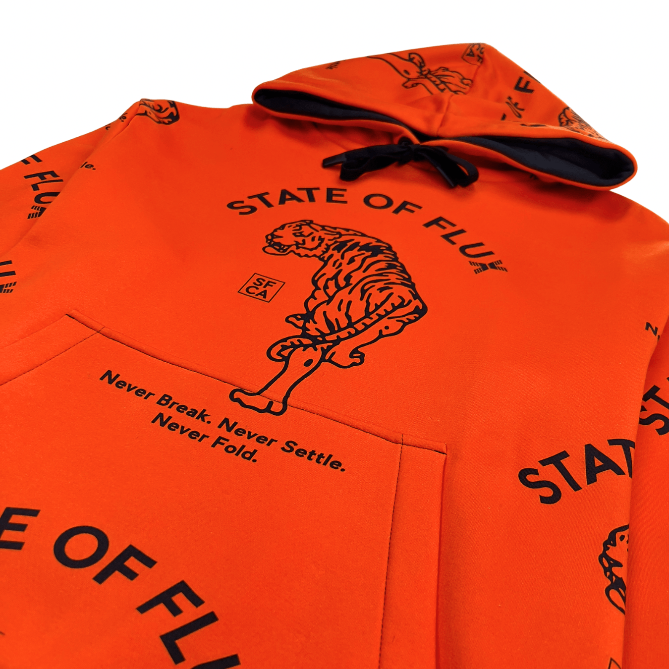 **PREORDER ONLY** Allover Prowler Hoodie in orange and black - State Of Flux - State Of Flux