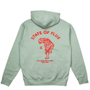 Prowler Hoodie in light sage and red - State Of Flux - State Of Flux