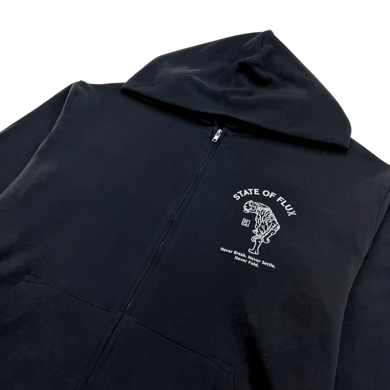 Prowler Zip-up Hoodie in black and metallic silver