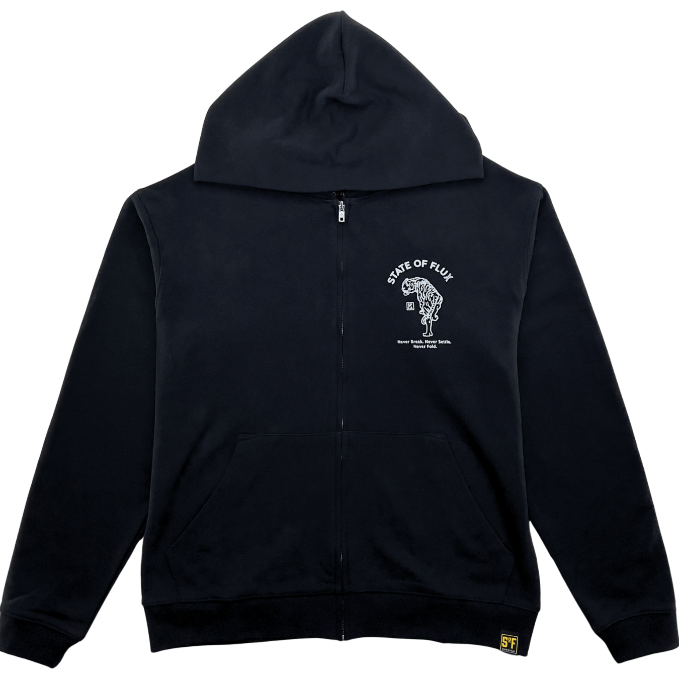 Prowler Zip-up Hoodie in black and metallic silver