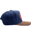 San Francisco 49ers D - stressed Pro Snapback Hat in dark navy denim and brown corduroy - Mitchell & Ness - State Of Flux