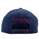 San Francisco 49ers D - stressed Pro Snapback Hat in dark navy denim and brown corduroy - Mitchell & Ness - State Of Flux