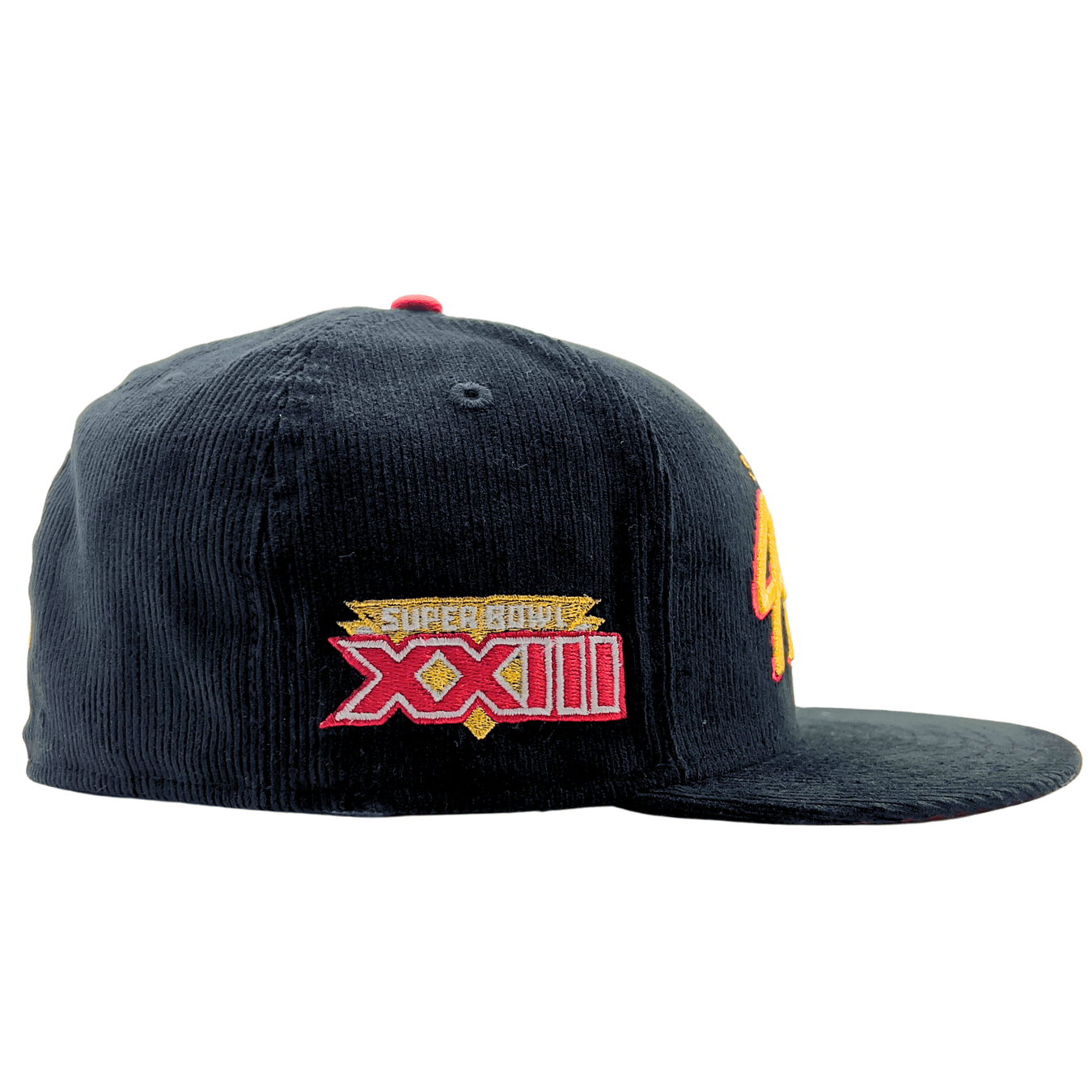 San Francisco 49ers Flash 80 59Fifty Fitted Hat in black corduroy and gold - New Era - State Of Flux