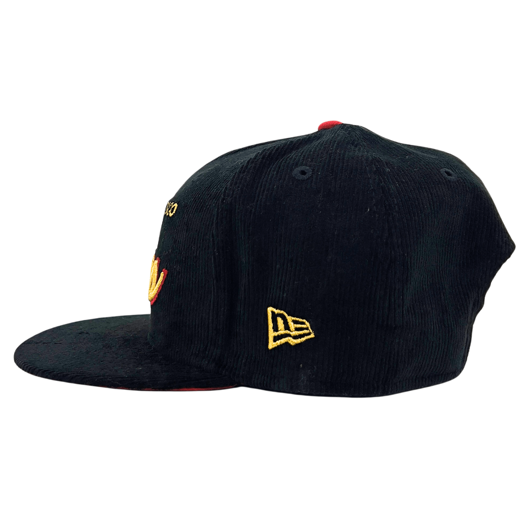 San Francisco 49ers Flash 80 9Fifty Snapback Hat in black corduroy and gold - New Era - State Of Flux