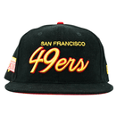 San Francisco 49ers Flash 80 9Fifty Snapback Hat in black corduroy and gold - New Era - State Of Flux