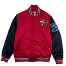 San Francisco 49ers Primetime Heavyweight Satin Jacket in scarlet and black - Mitchell & Ness - State Of Flux