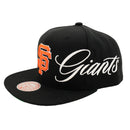 San Francisco Giants Just Don Lux Script Snapback Hat in black - Mitchell & Ness - State Of Flux