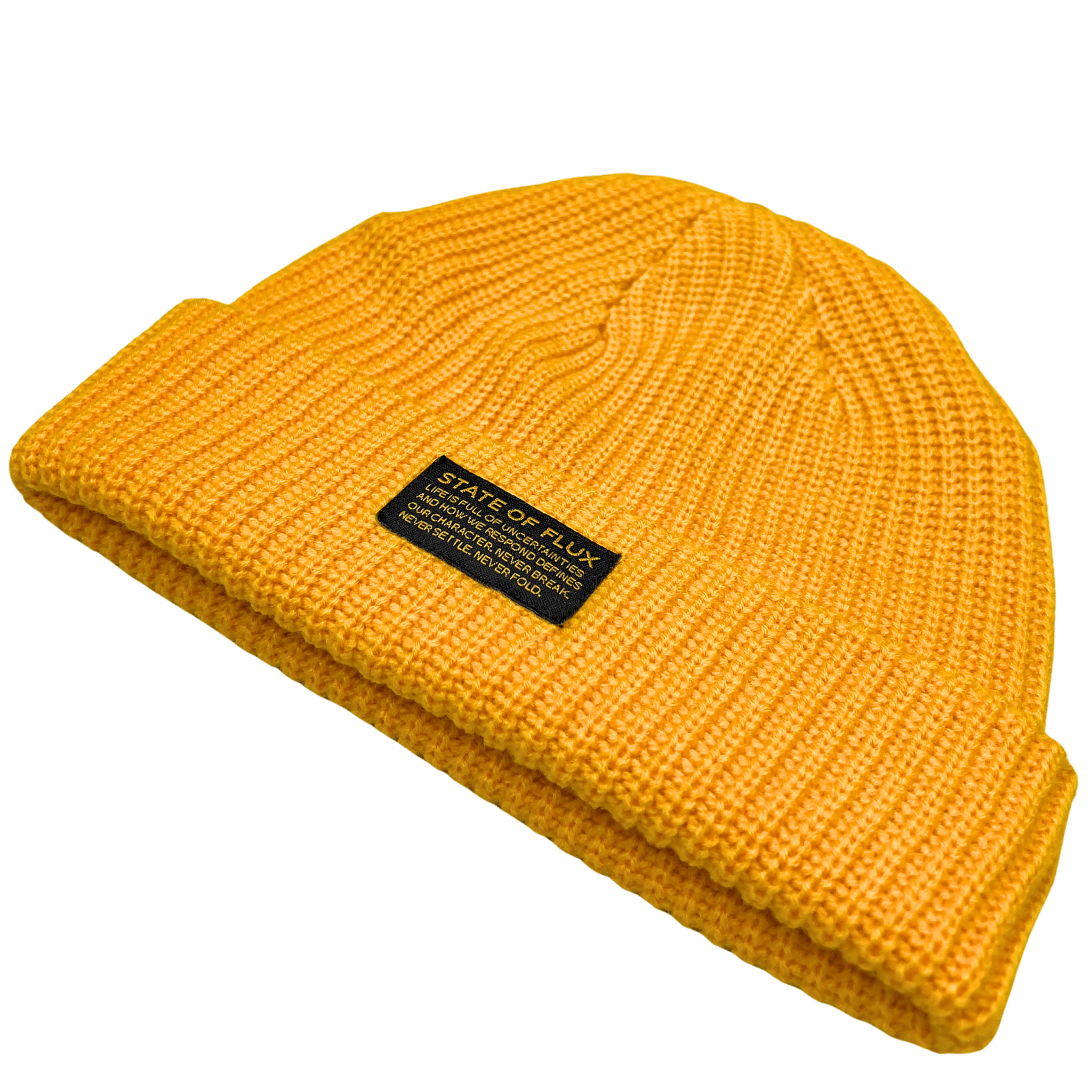 Short Knitted Mantra Beanie in mustard - State Of Flux - State Of Flux