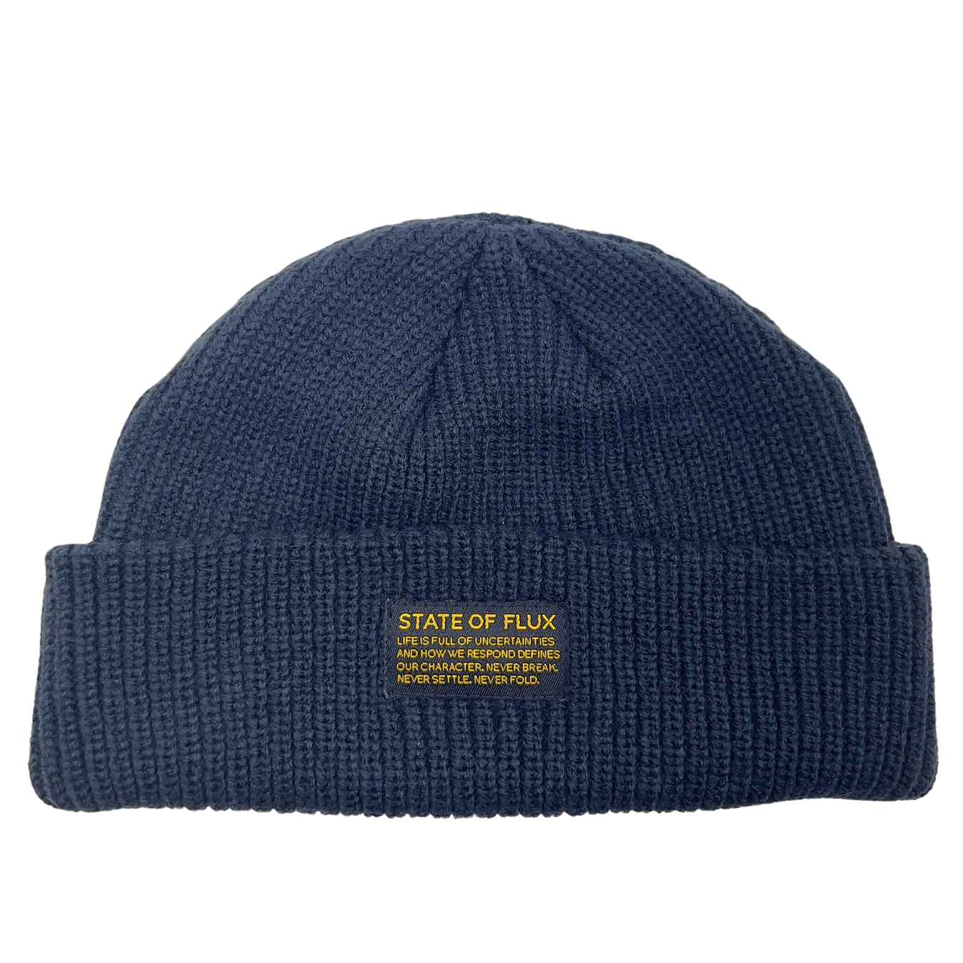 Short Knitted Mantra Beanie in navy