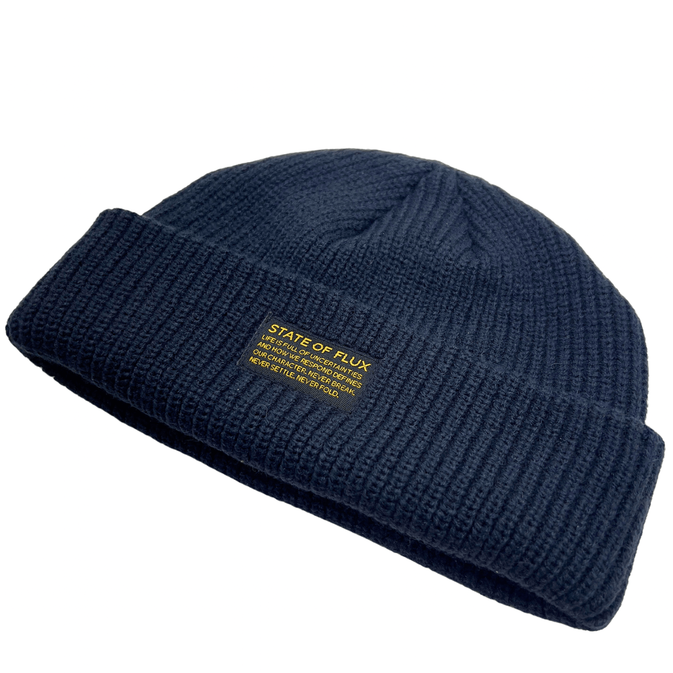 Short Knitted Mantra Beanie in navy