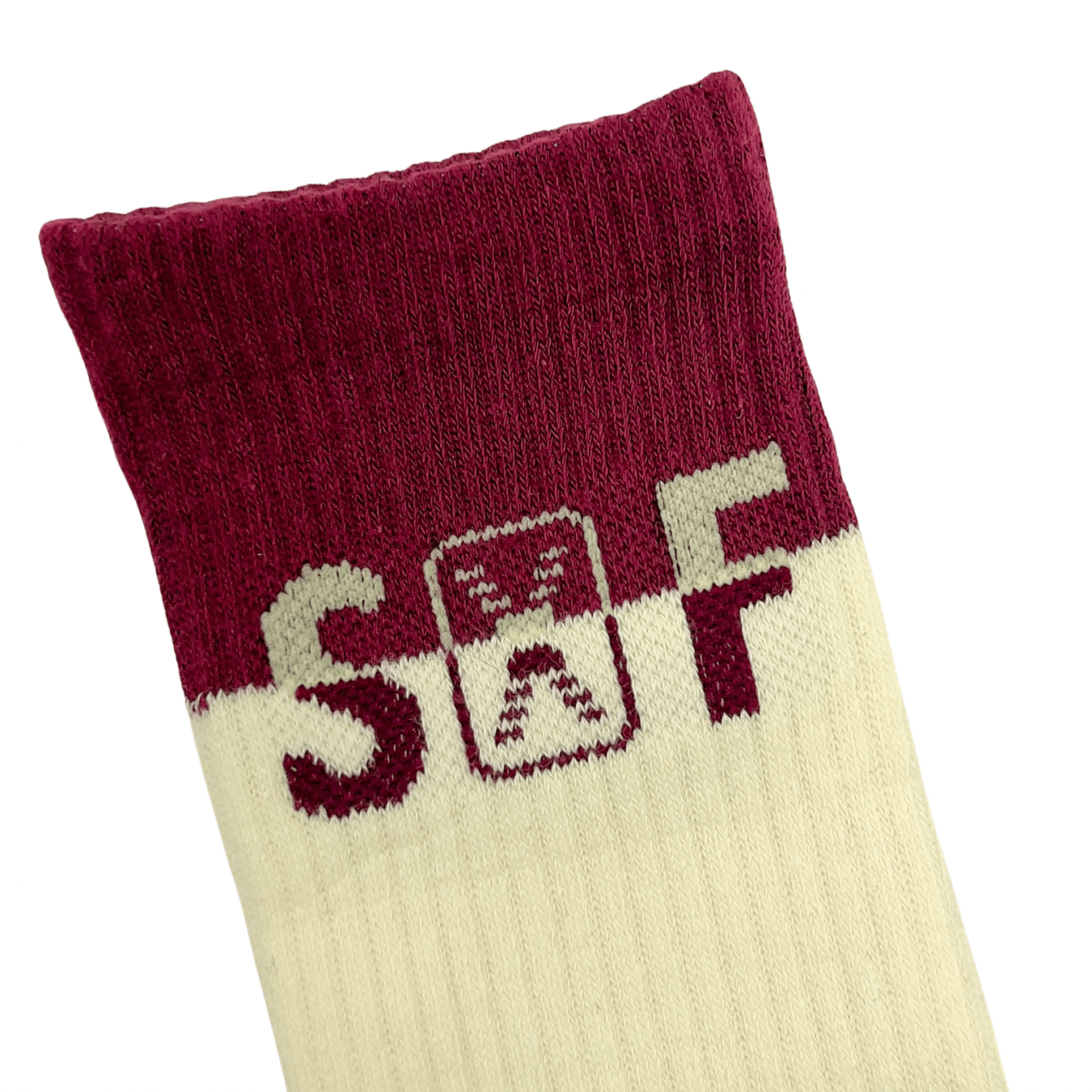 SOF Classic Crew Socks in cream and maroon