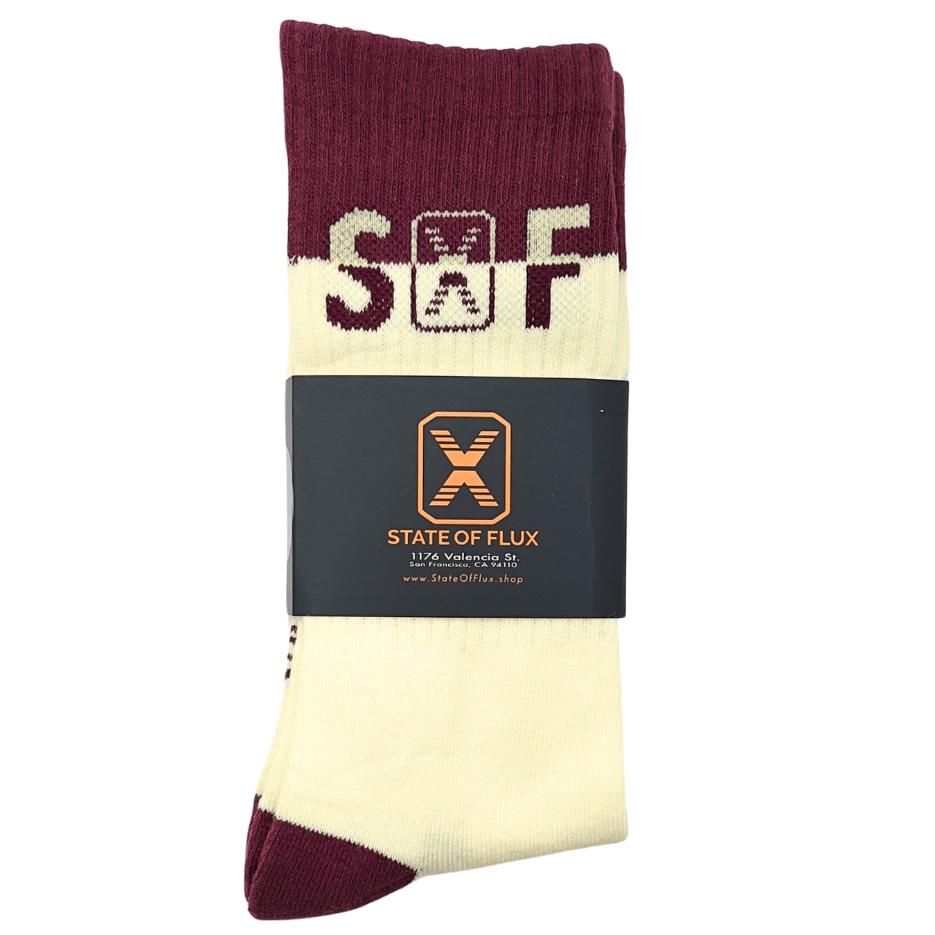 SOF Classic Crew Socks in cream and maroon - State Of Flux - State Of Flux