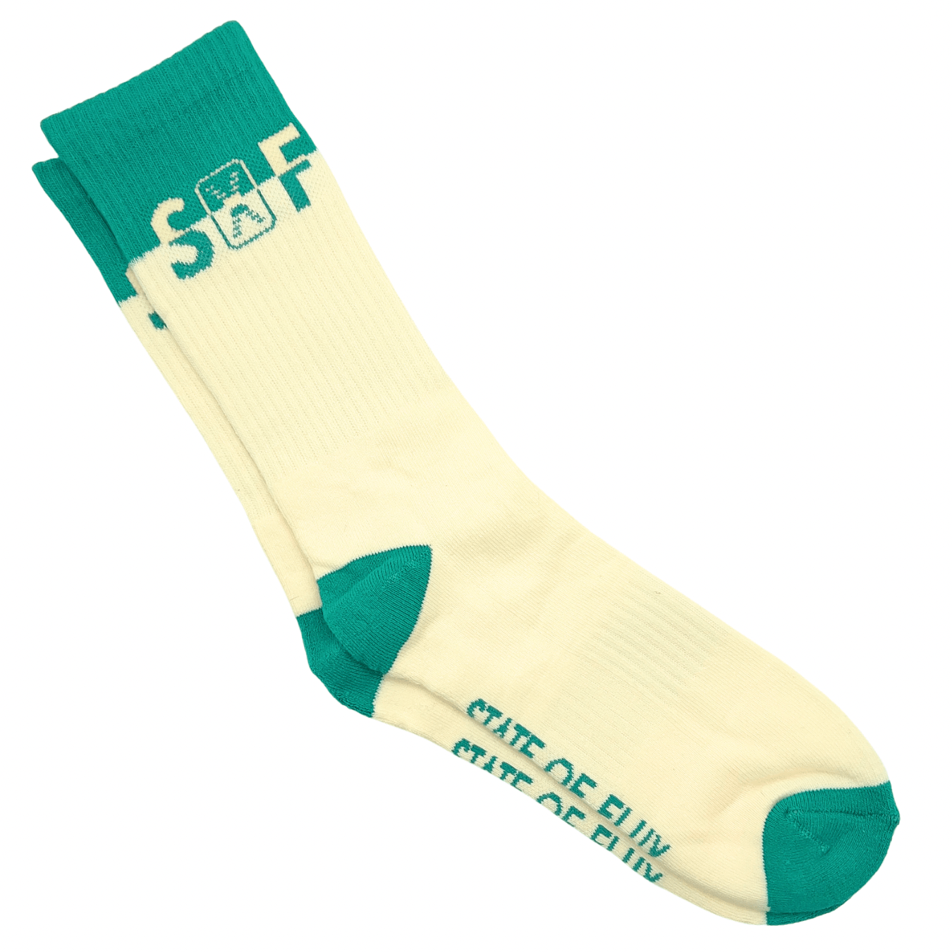 SOF Classic Crew Socks in cream and tropical rainforest - State Of Flux - State Of Flux