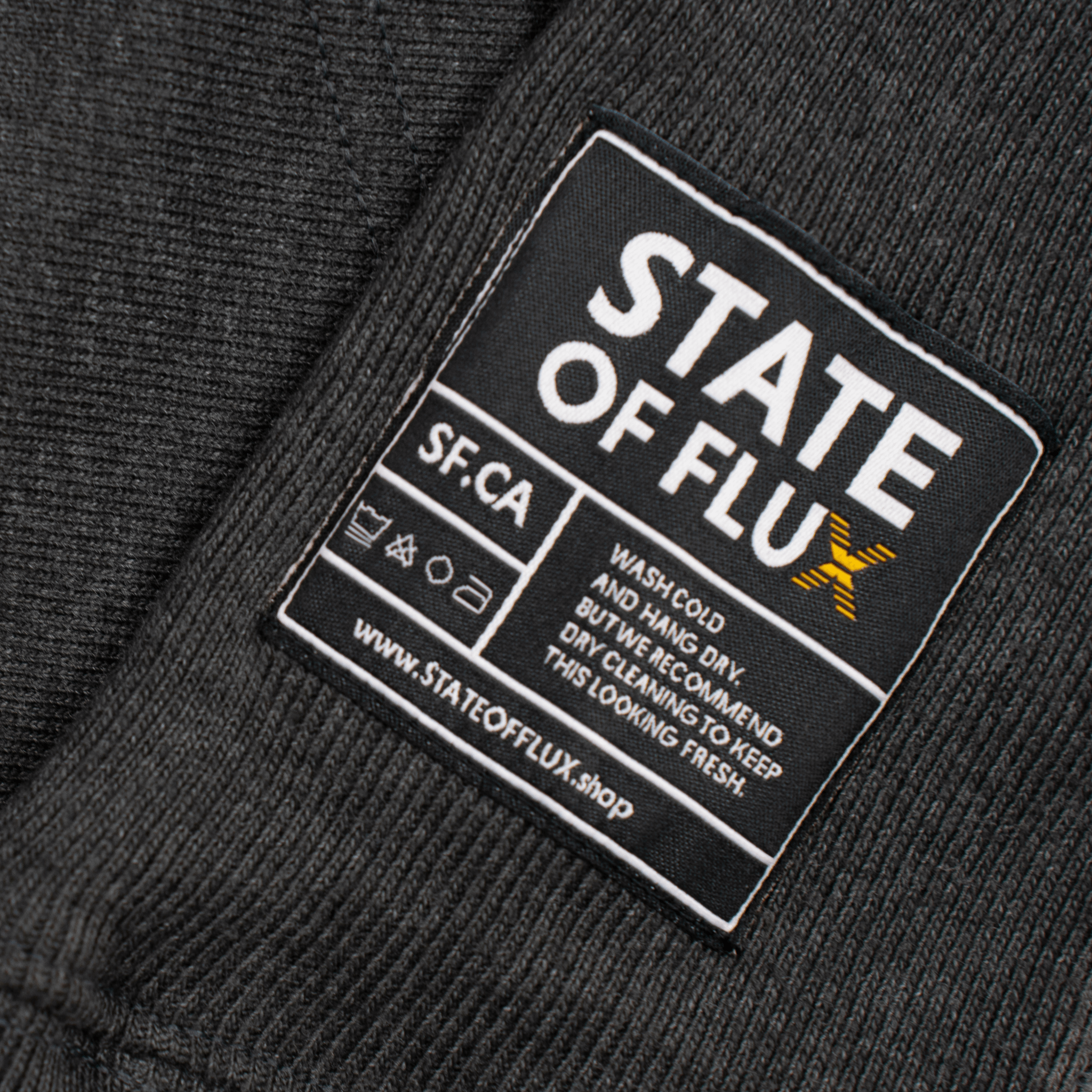 SOF Collegiate Short - sleeve Champion Hoodie in charcoal heather and columbia blue - State Of Flux - State Of Flux