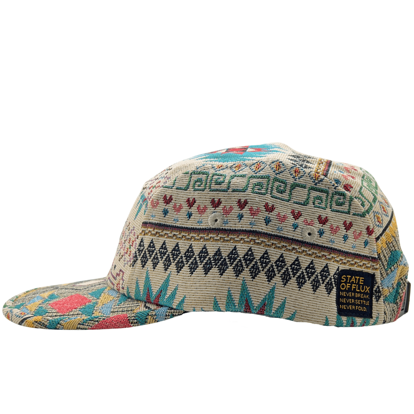 Tomahawk 5 - Panel Hat in cream and turquoise - State Of Flux - State Of Flux