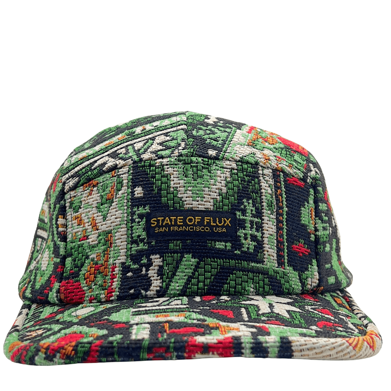 Verla 5 - Panel Hat in bud green and crimson - State Of Flux - State Of Flux