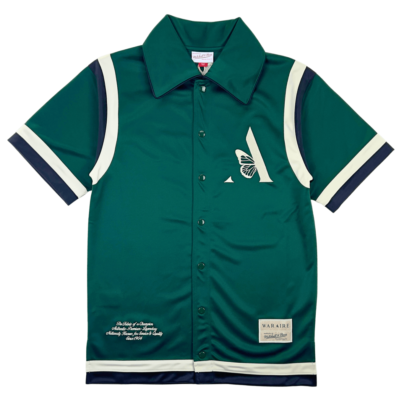 Waraire X Mitchell & Ness Collab Shooting Shirt in green - Mitchell & Ness - State Of Flux