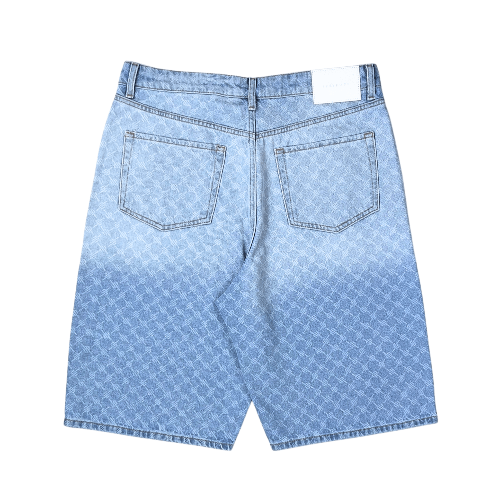 Zella Monogram Denim Shorts in mid blue