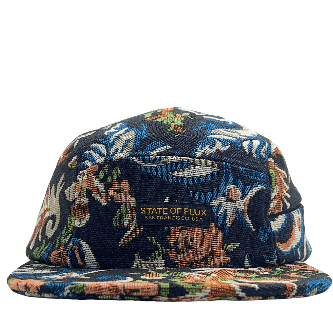 Zippered Botanical 5-Panel Hat in black