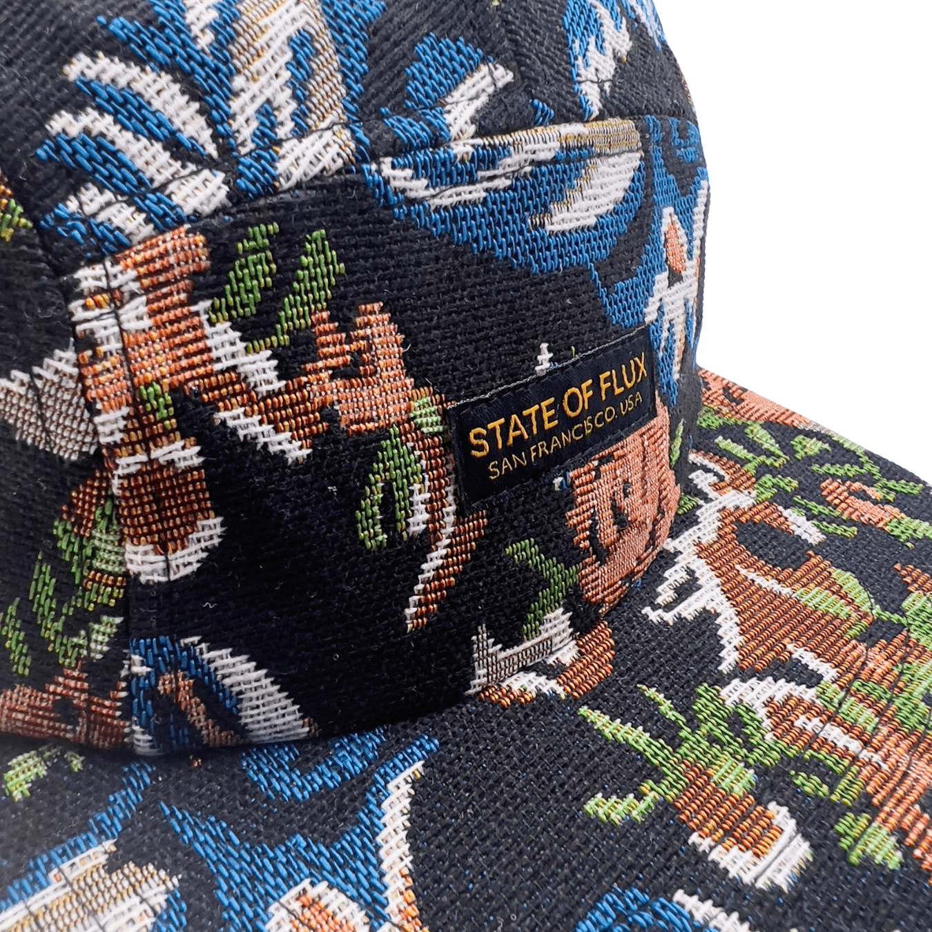 Zippered Botanical 5-Panel Hat in black