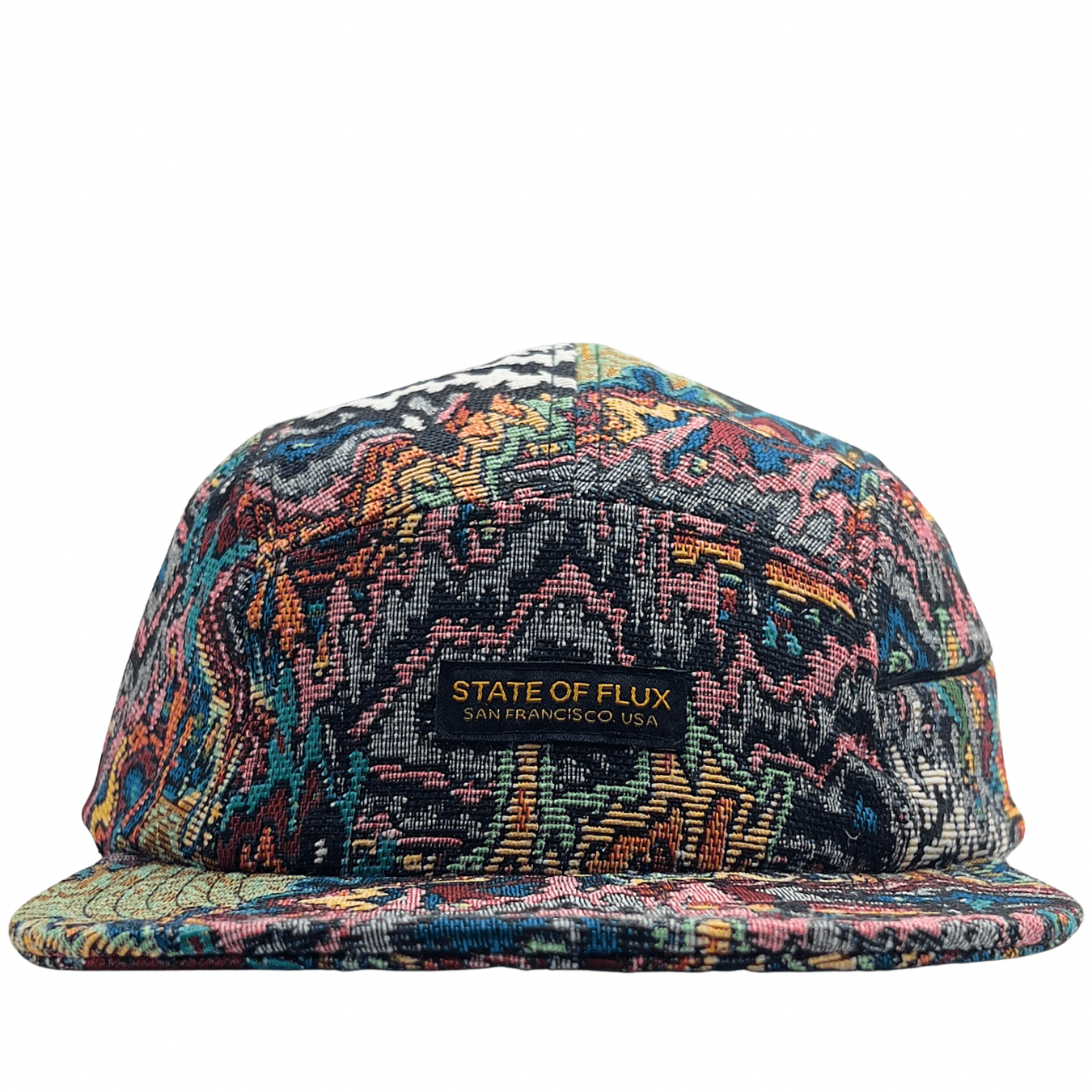 Zippered Surrealism 5-Panel Hat in white and mint