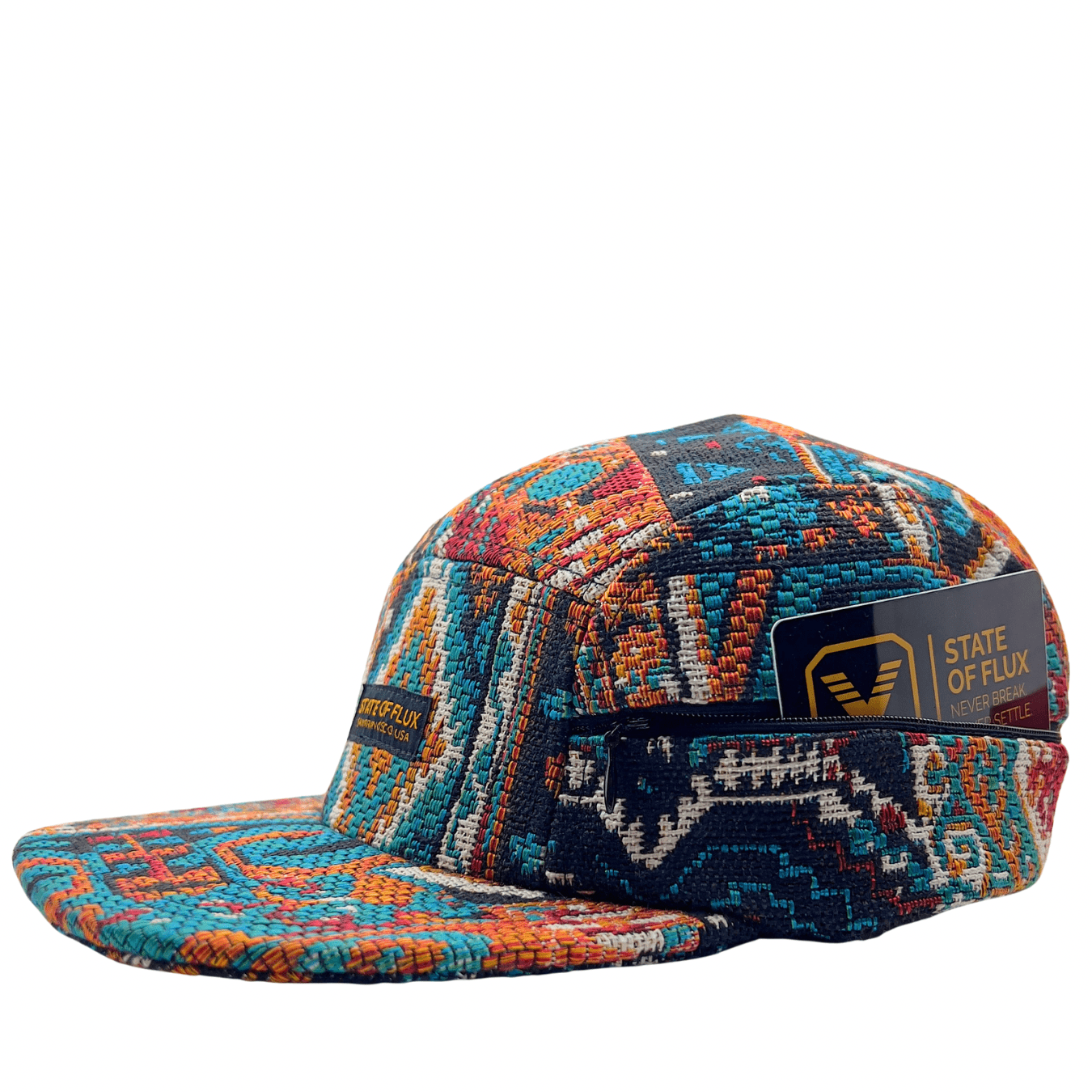 Zippered Verla 5 - Panel Hat in multi - State Of Flux - State Of Flux